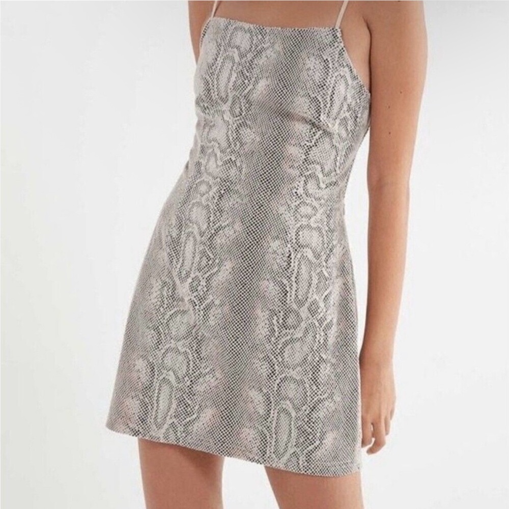 Urban Outfitters Snake Print Mini Dress - Tan